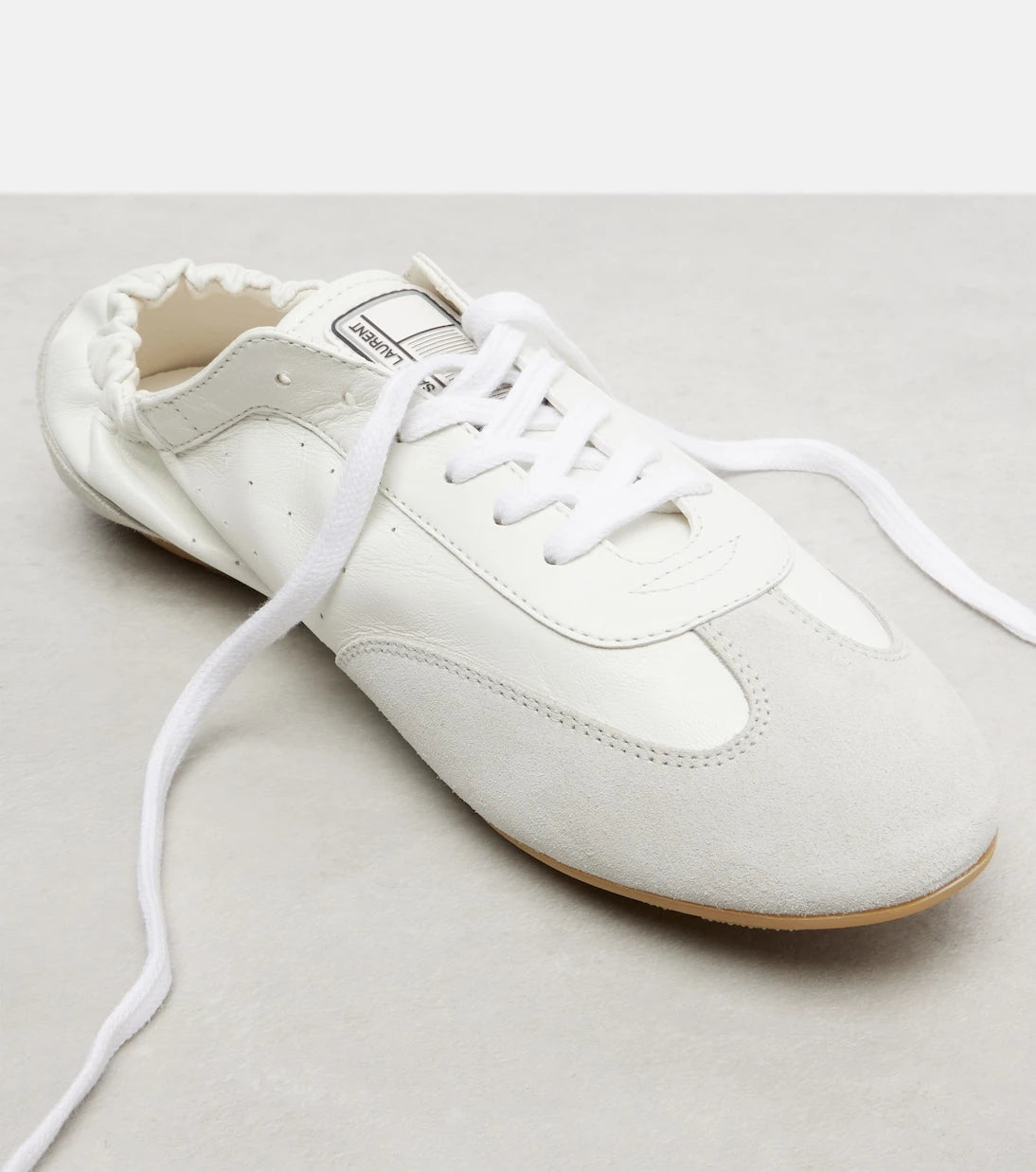 Saint Laurent - Lewis suede-trimmed leather sneakers