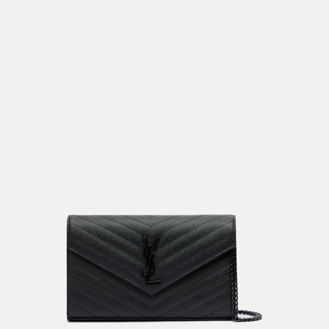 Saint Laurent - Cassandre matelassé leather wallet on chain