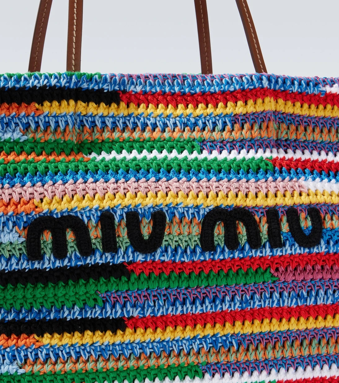 Miu Miu - Large crochet leather-trimmed tote bag
