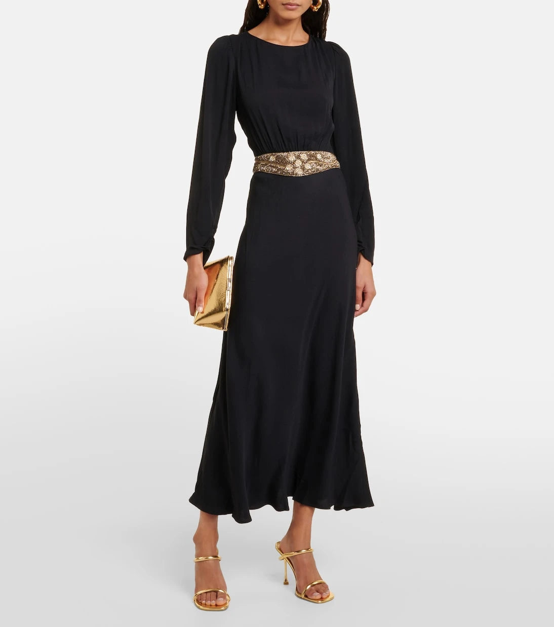 Rixo - Elena embellished crêpe midi dress