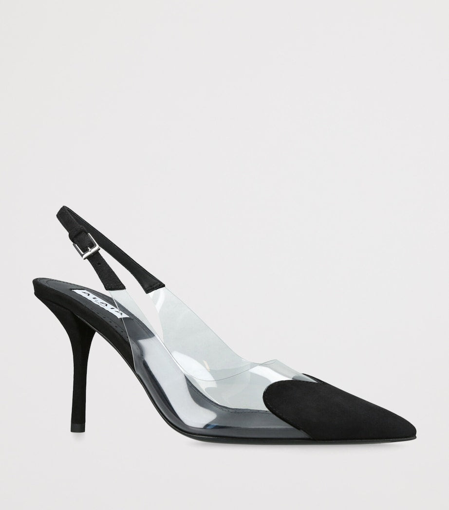 Alaïa Black Suede Coeur Slingback Pumps 90