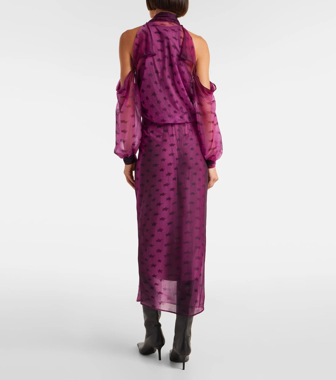 Acne Studios - Cutout printed semi-sheer midi dress