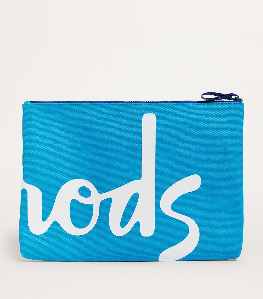 Blue Large Cotton Logo Pouch