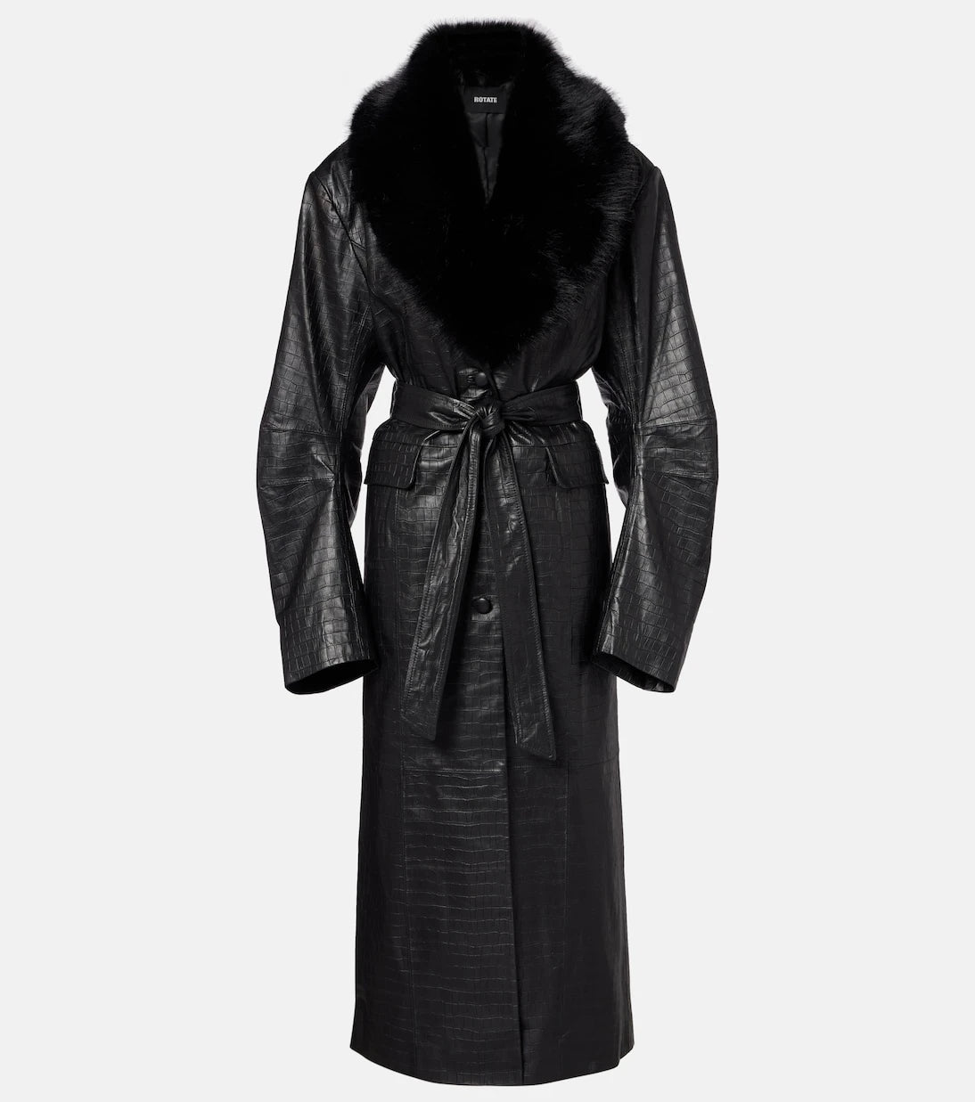 Rotate - Croc-effect leather coat