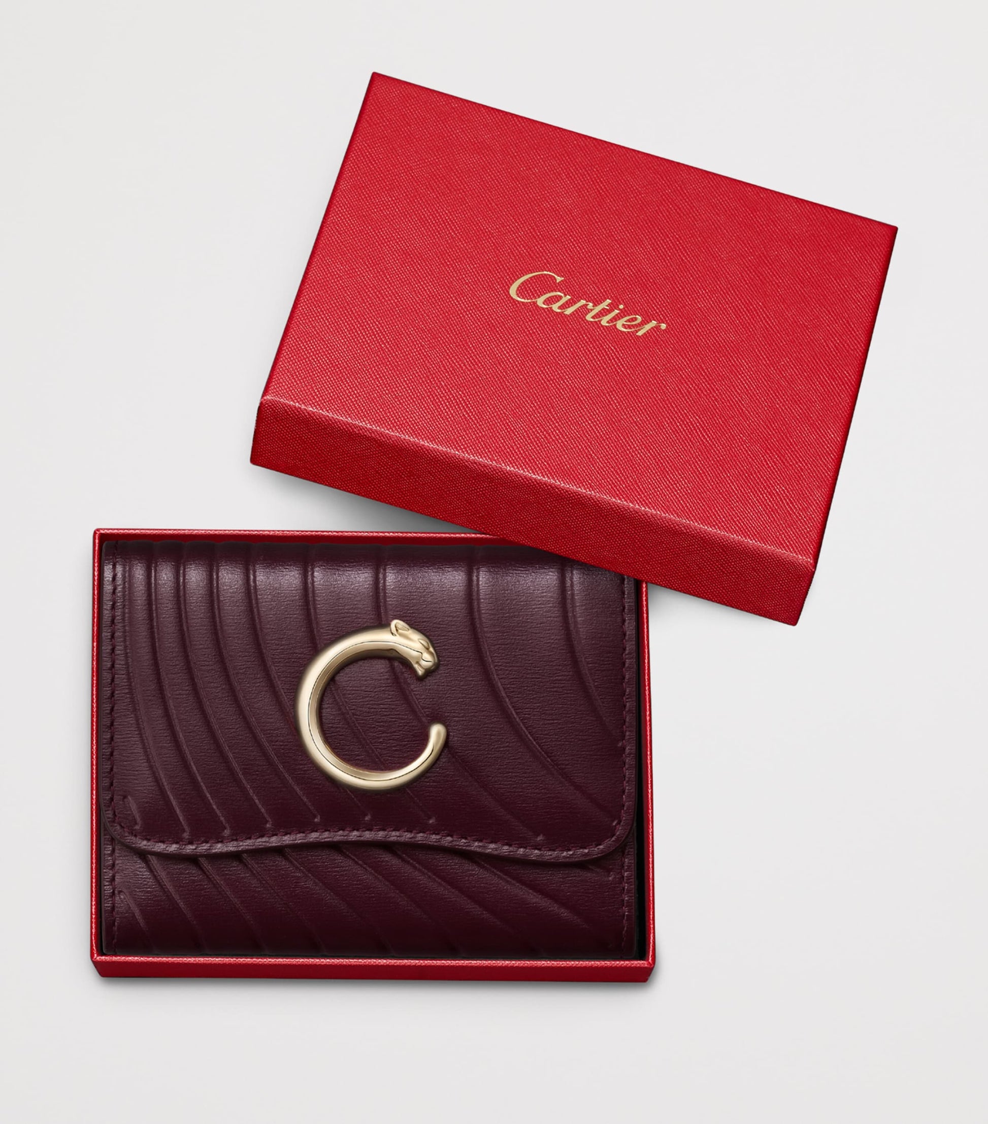 Burgundy Mini Leather Panthère de Cartier Wallet