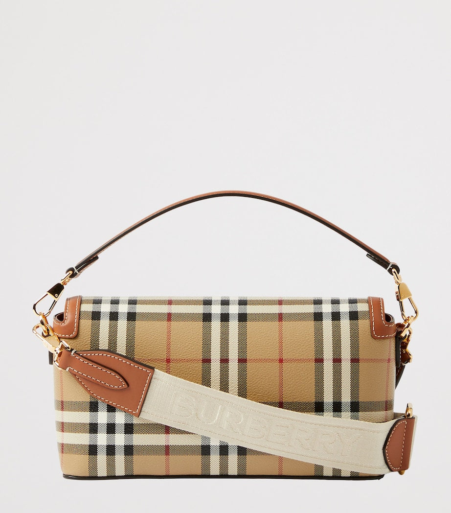 Brown Check Top-Handle Bag