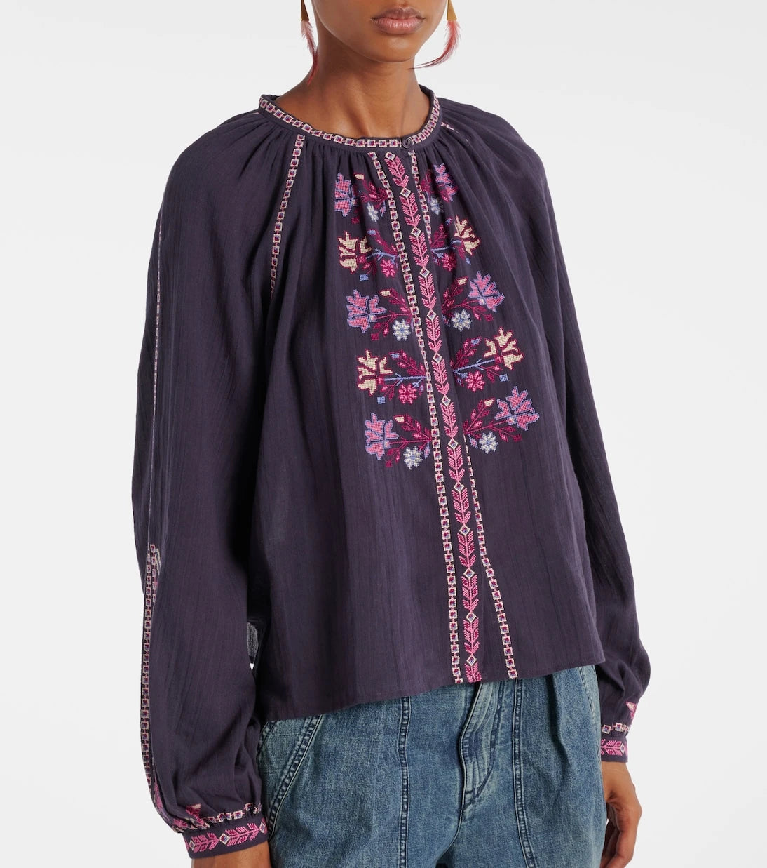 Marant Etoile - بلوزة Lynne قطنية مطرزة
