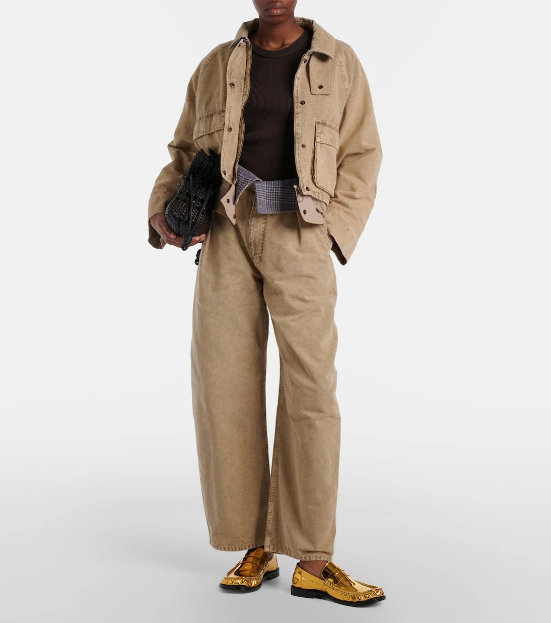 Loewe - Yün şerit detaylı, bol paça jean pantolon