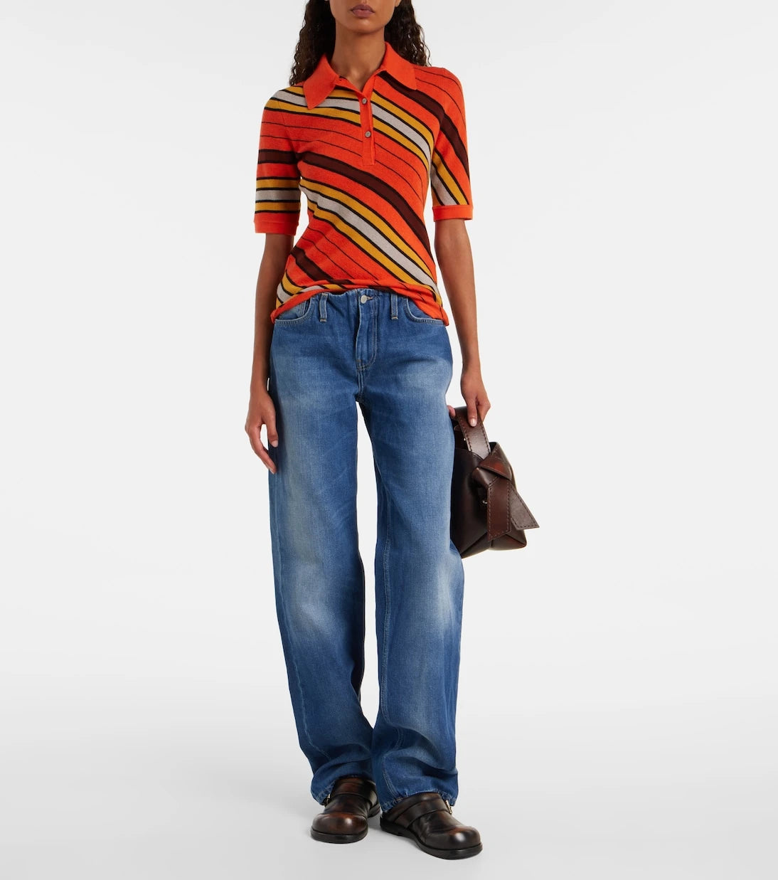 Acne Studios - Ribbed-knit striped wool polo shirt