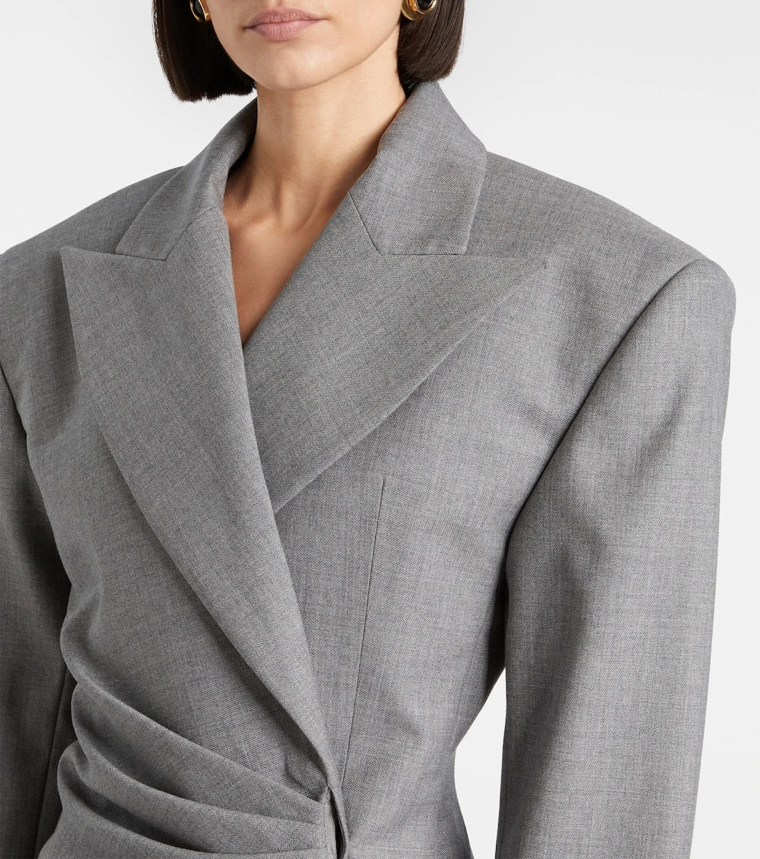 Balmain - Draped virgin wool blazer dress