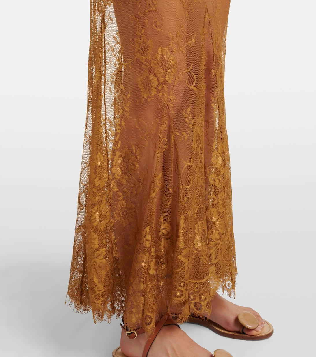 Jacques Wei - Silk-trimmed lace maxi dress