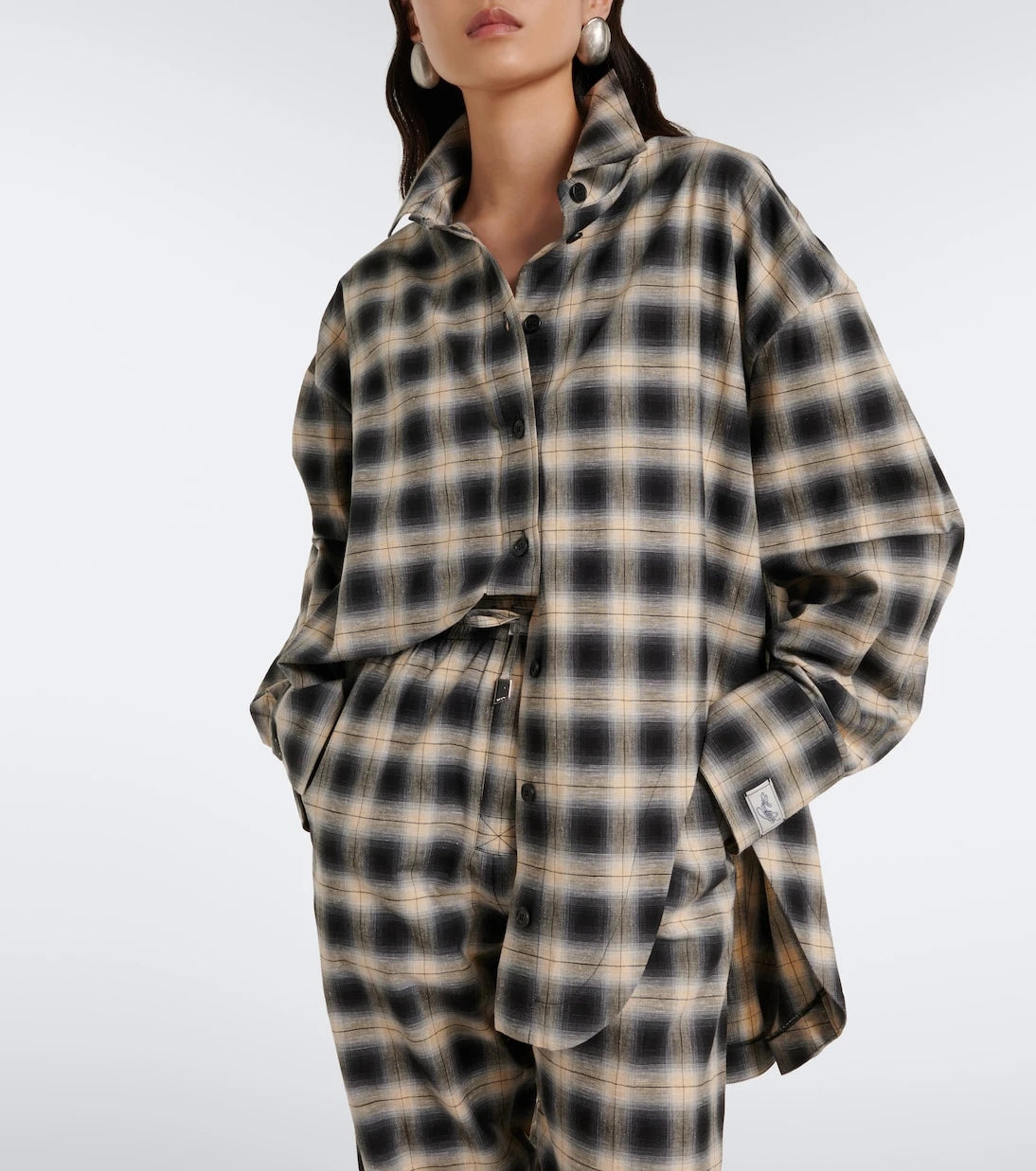 The Attico - Checked asymmetric cotton shirt