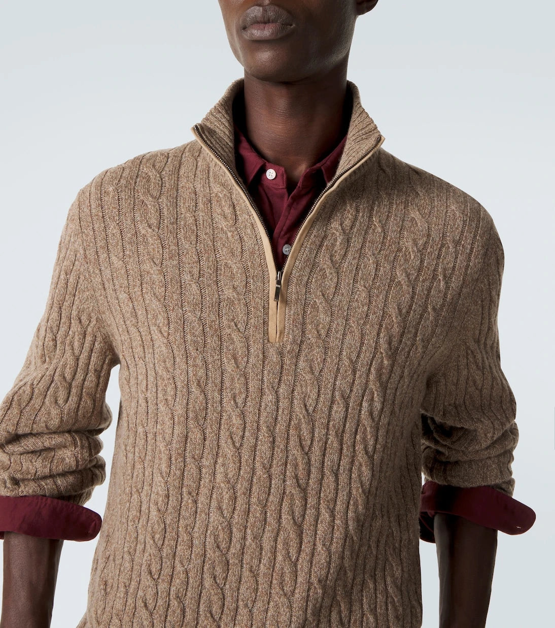 Loro Piana - سترة كشمير نصف سحاب بنمط الكابل