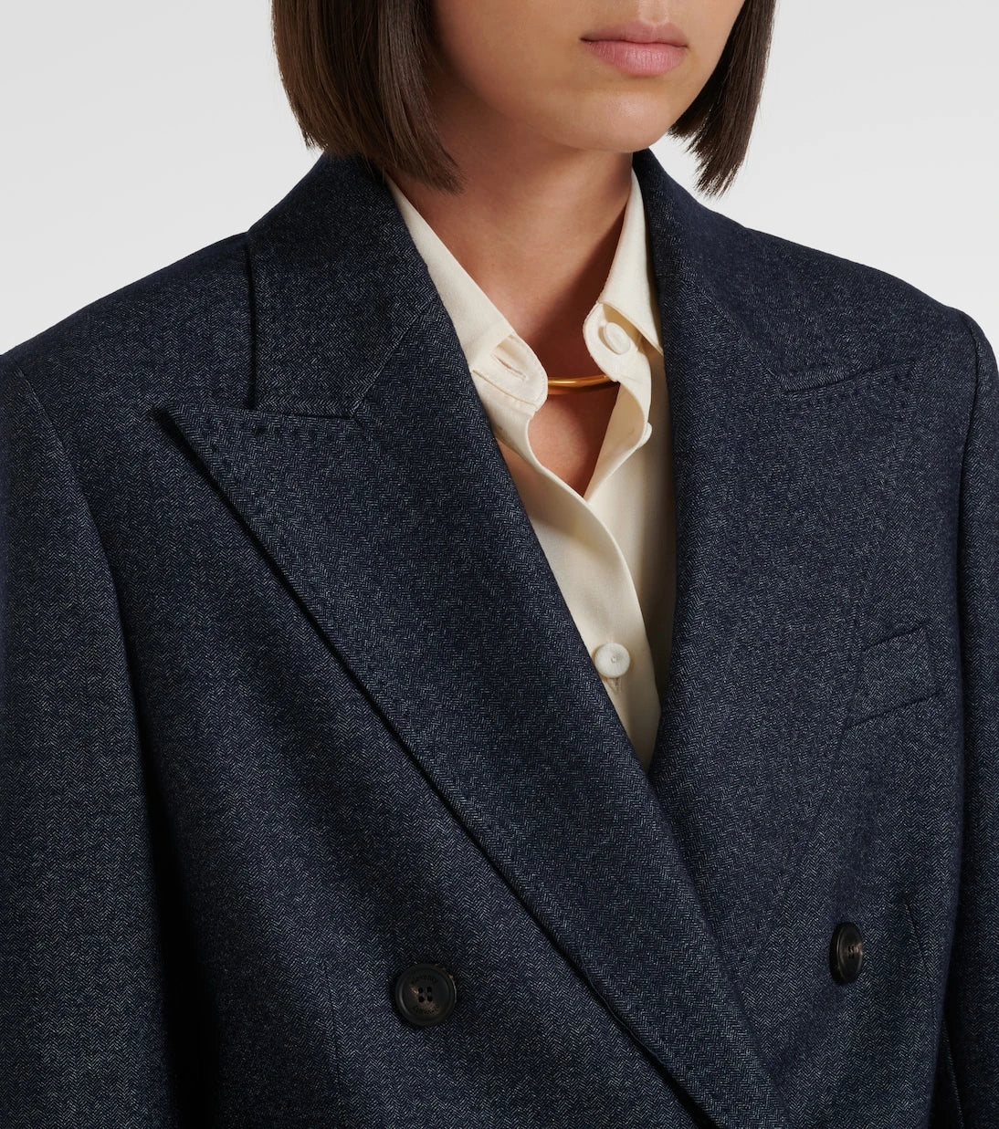 Eleventy - Herringbone wool, cotton, and cashmere blazer