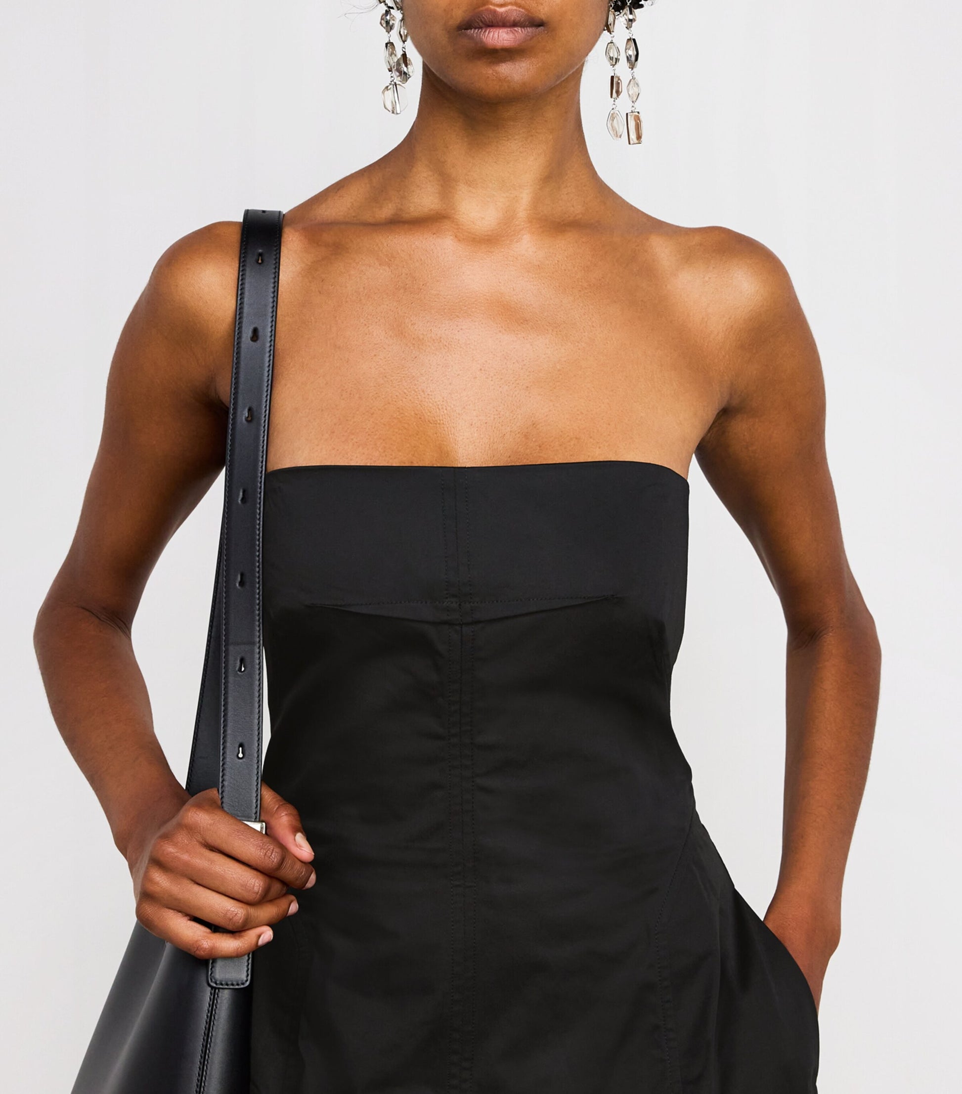 St. Agni Black Organic Cotton-Blend Strapless Maxi Dress