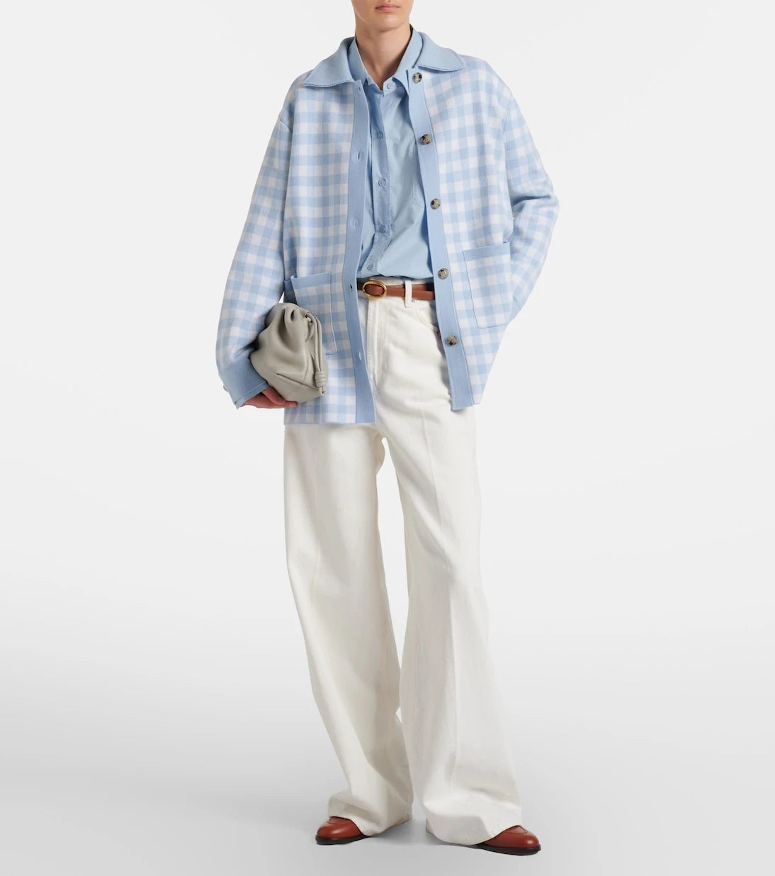 Jardin des Orangers - Gingham wool and cashmere cardigan