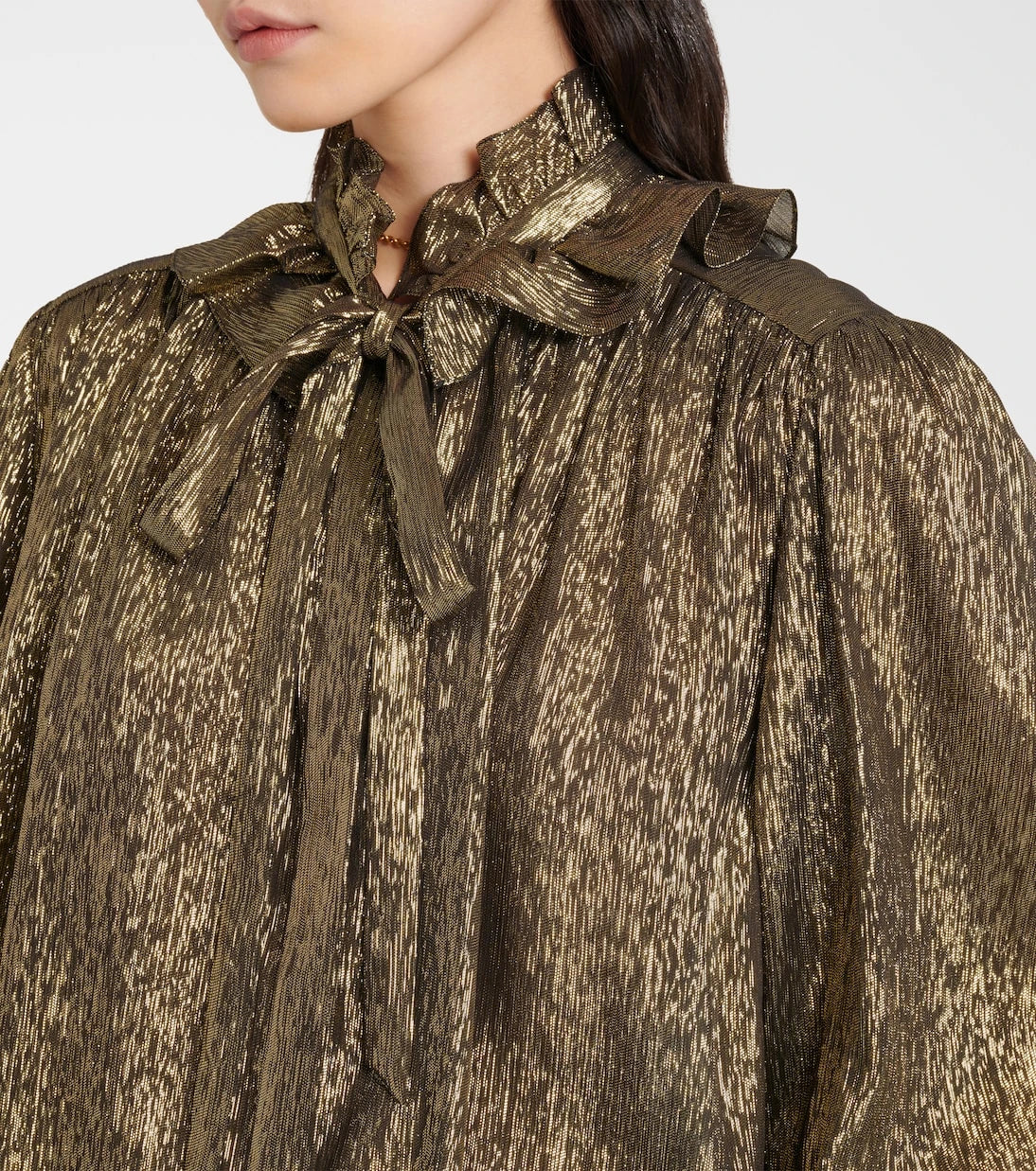 Chloé - Ruffled lamé silk-blend blouse