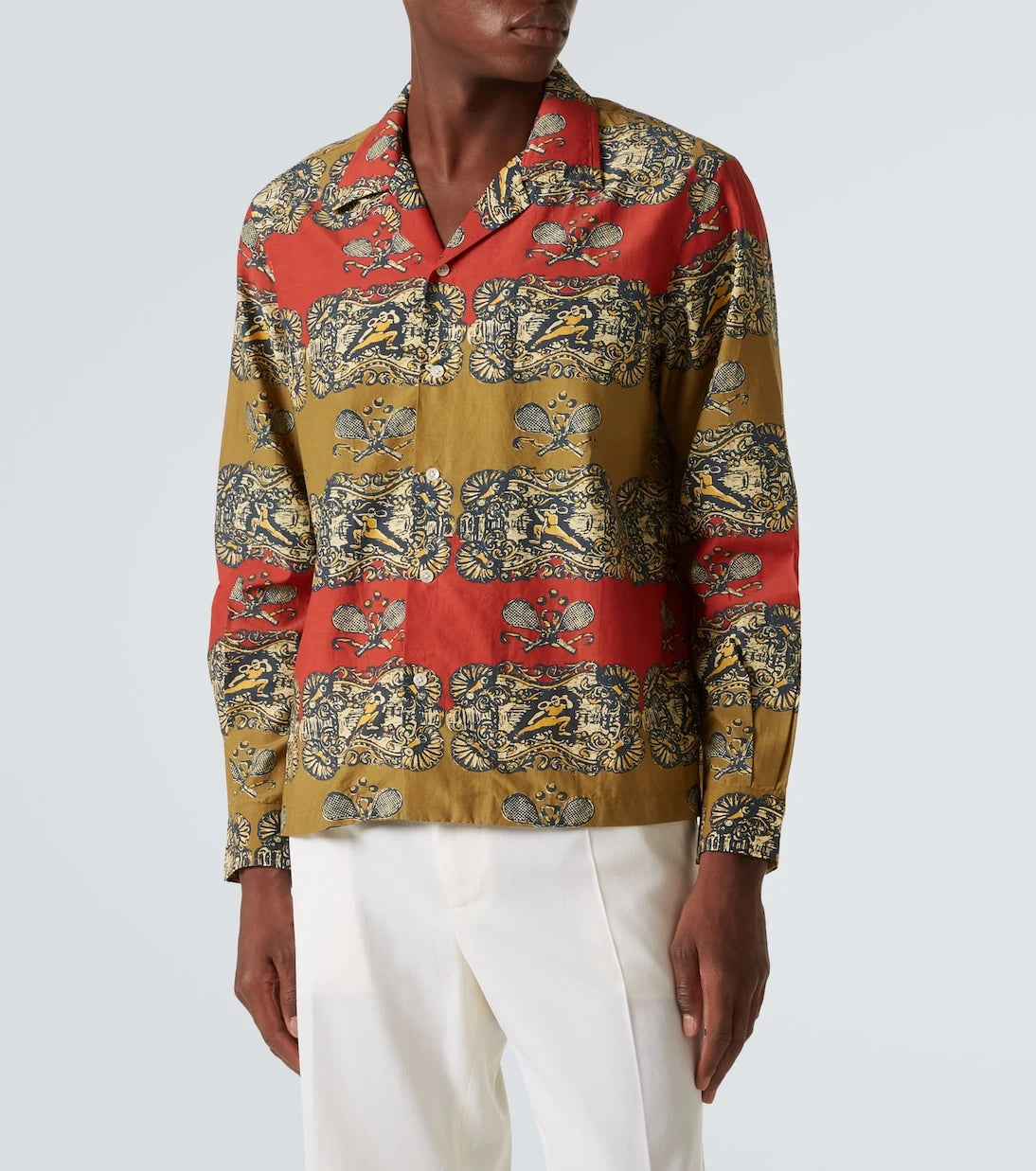 Bode - Tennis Court printed cotton and silk shirt