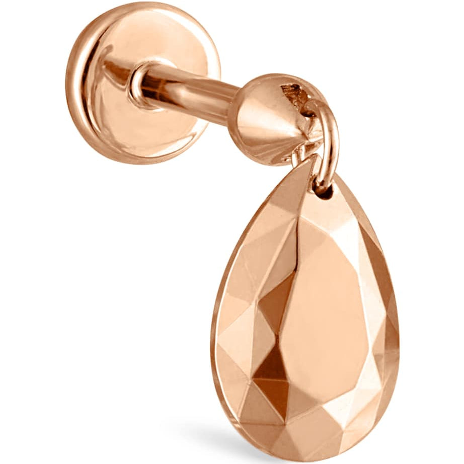 Faceted Pear Threaded Charm Earring (6.5mm)