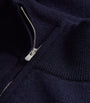 Navy Cashmere Zip-Up Sweater