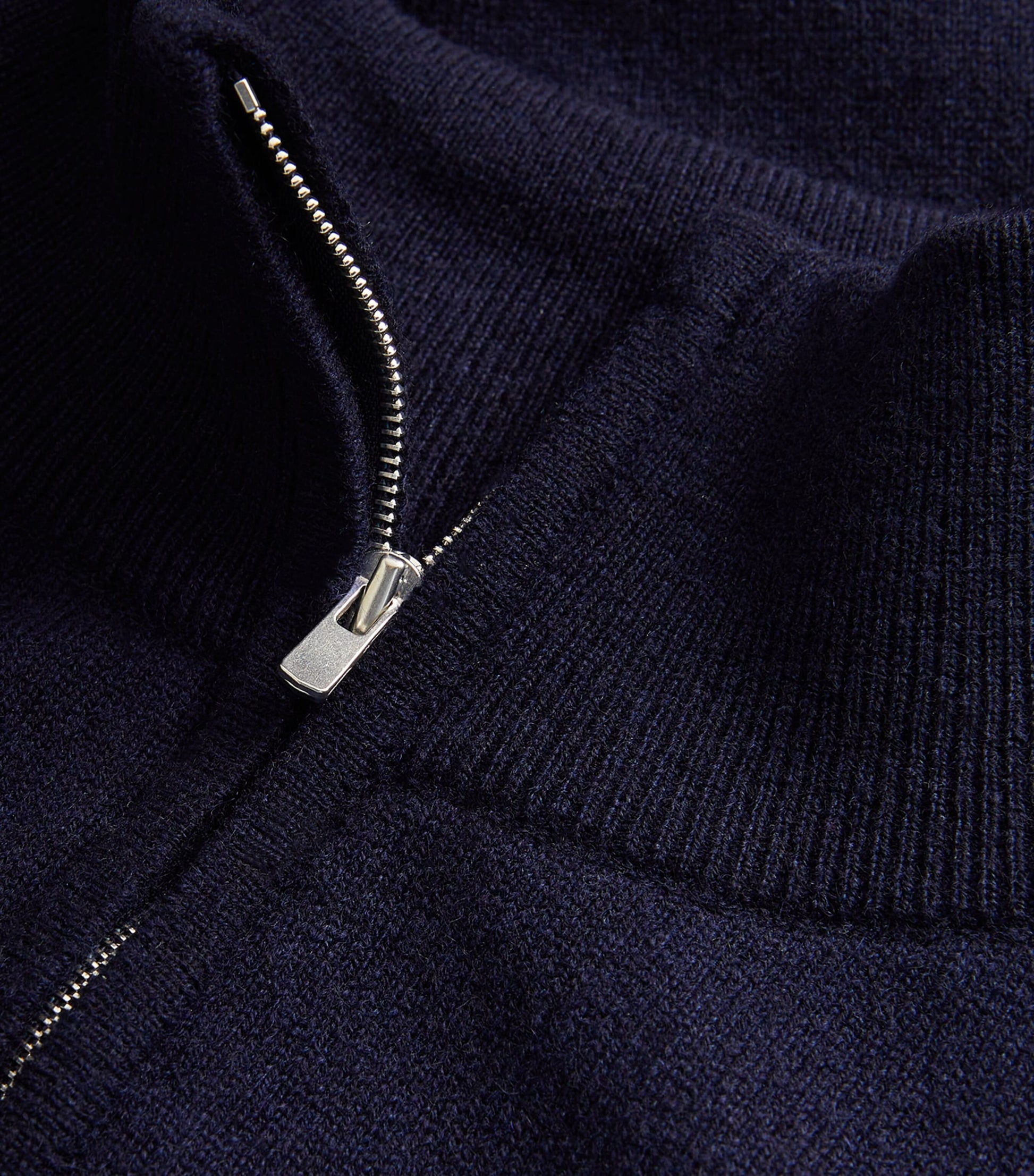 Navy Cashmere Zip-Up Sweater