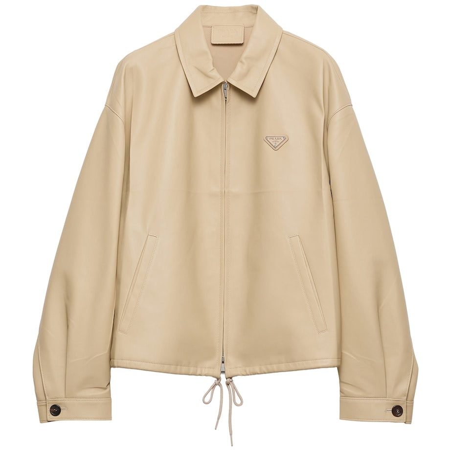 Prada Neutral Zipped Leather Jacket