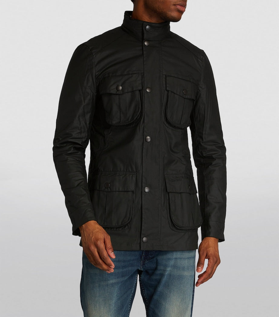 Black Hooded Wax Jacket