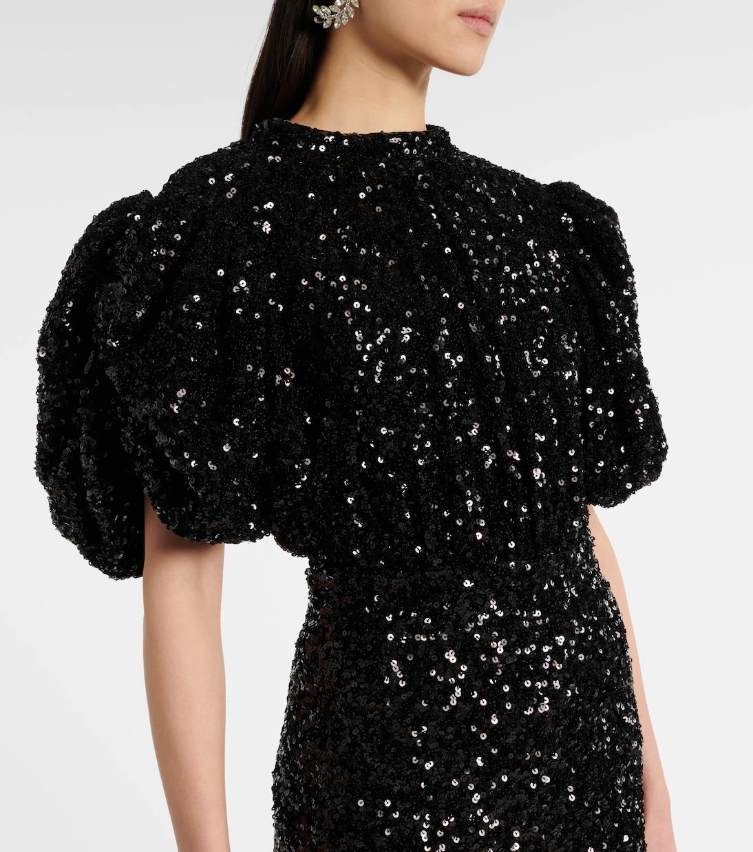 Rotate - Sequined puff-sleeve midi dress
