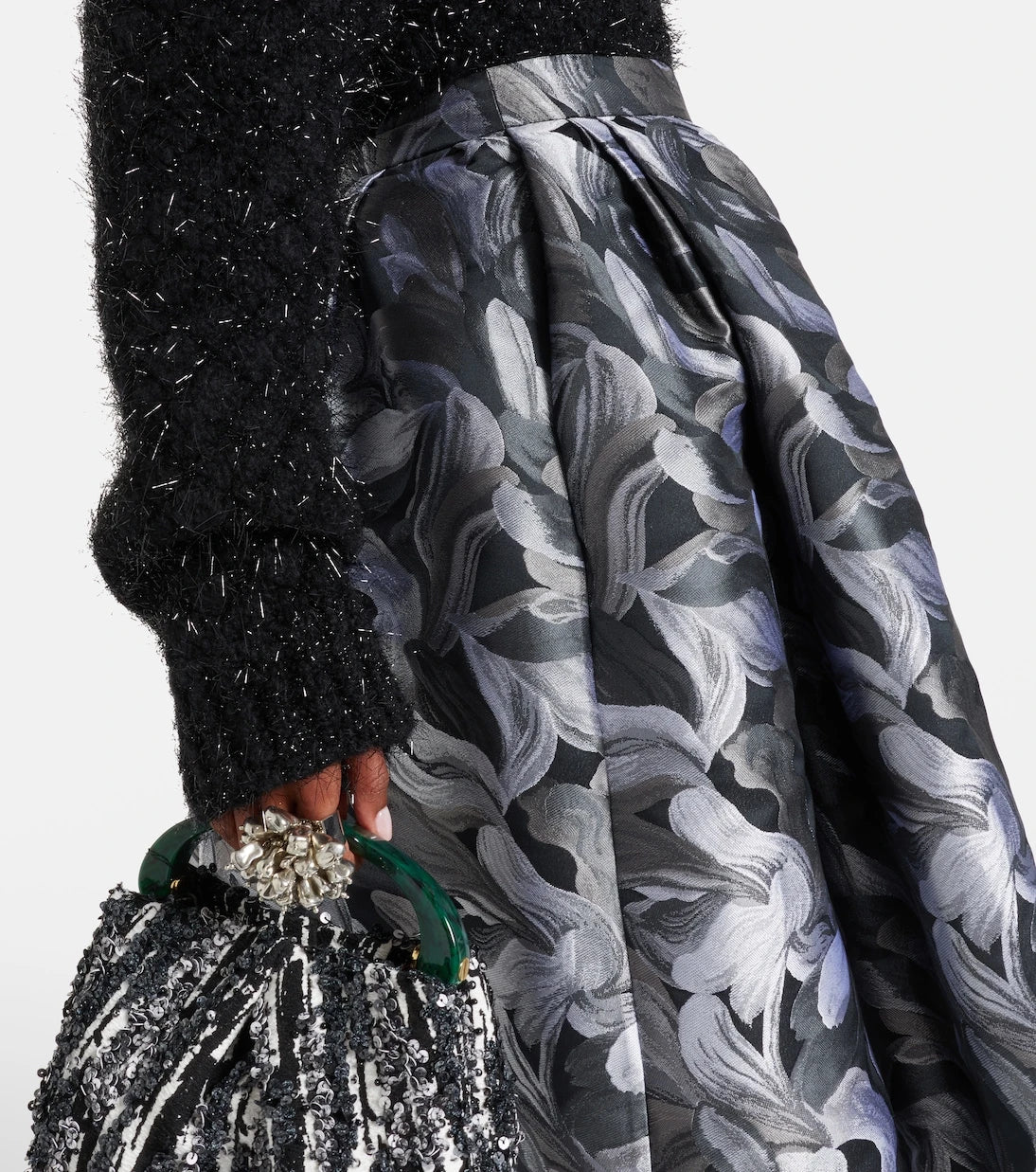 Dries Van Noten - تنورة جاكار متوسطة الطول