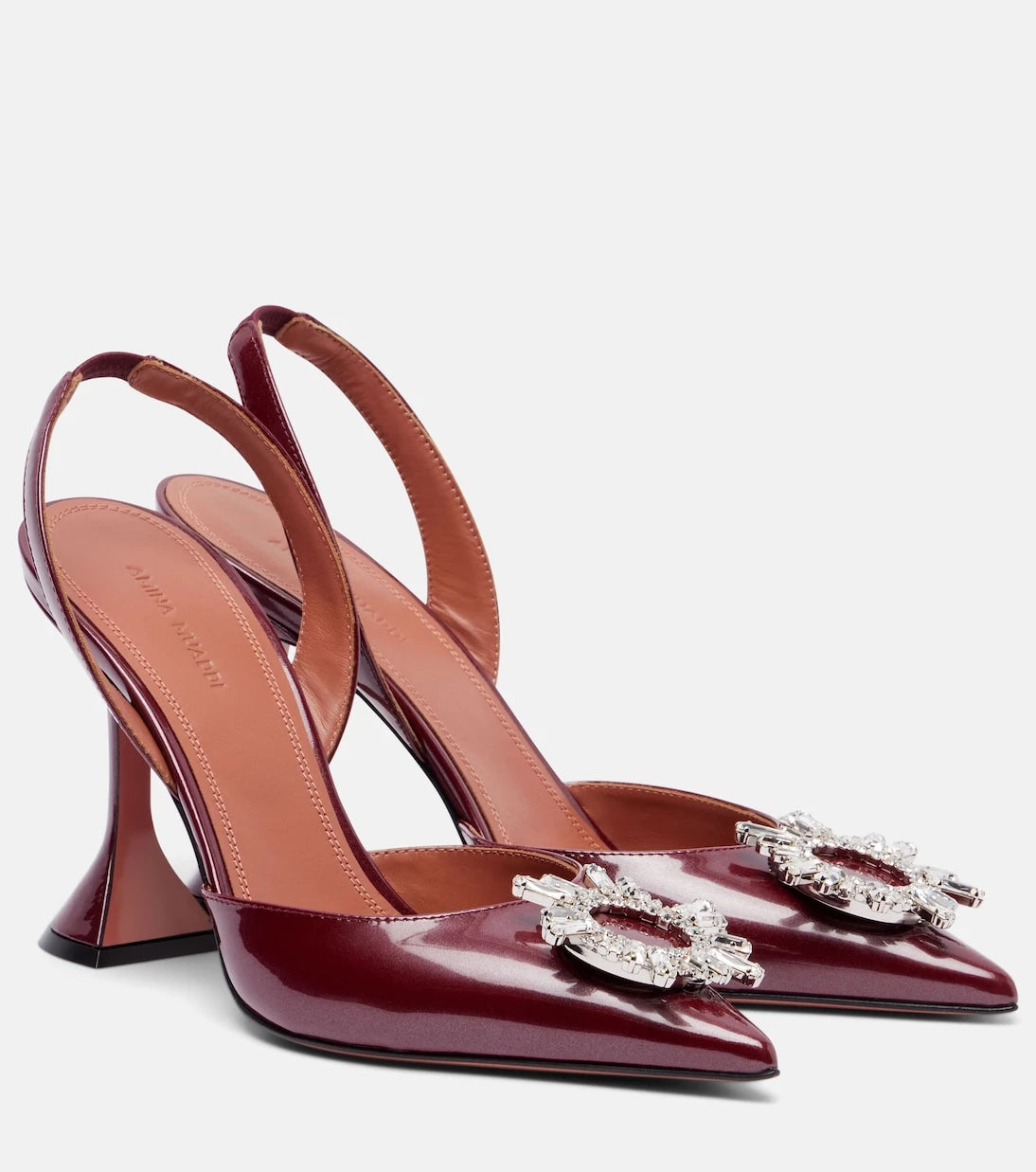 Amina Muaddi - Begum 95 patent leather slingback pumps