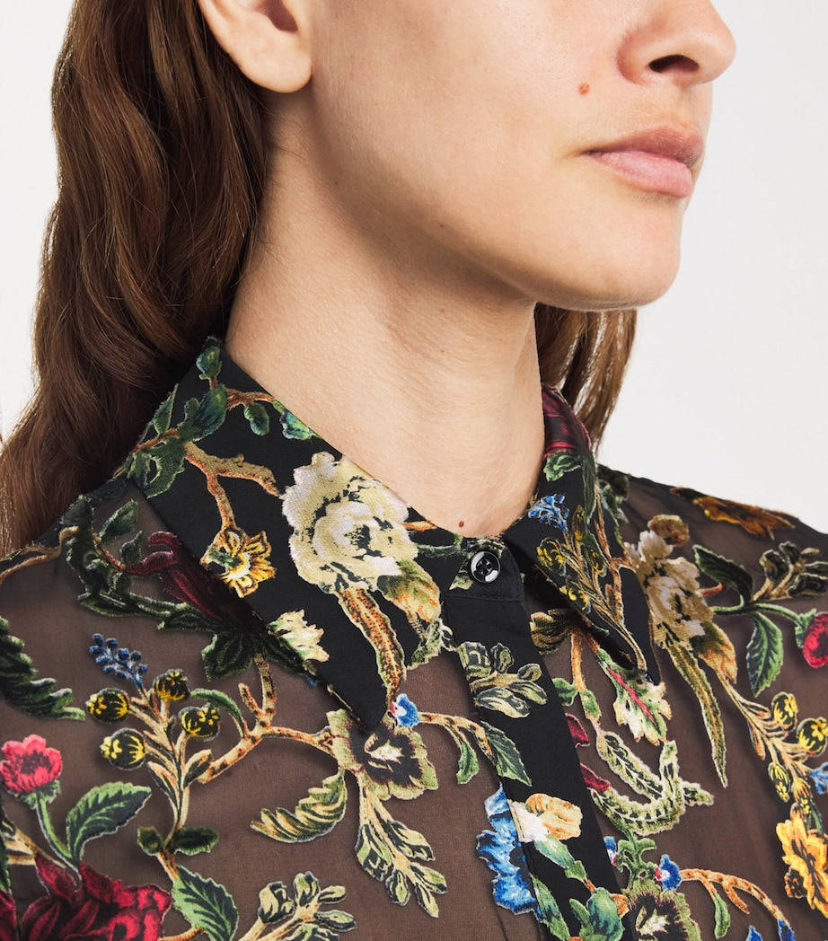Alice+Olivia Black Floral Willa Blouse