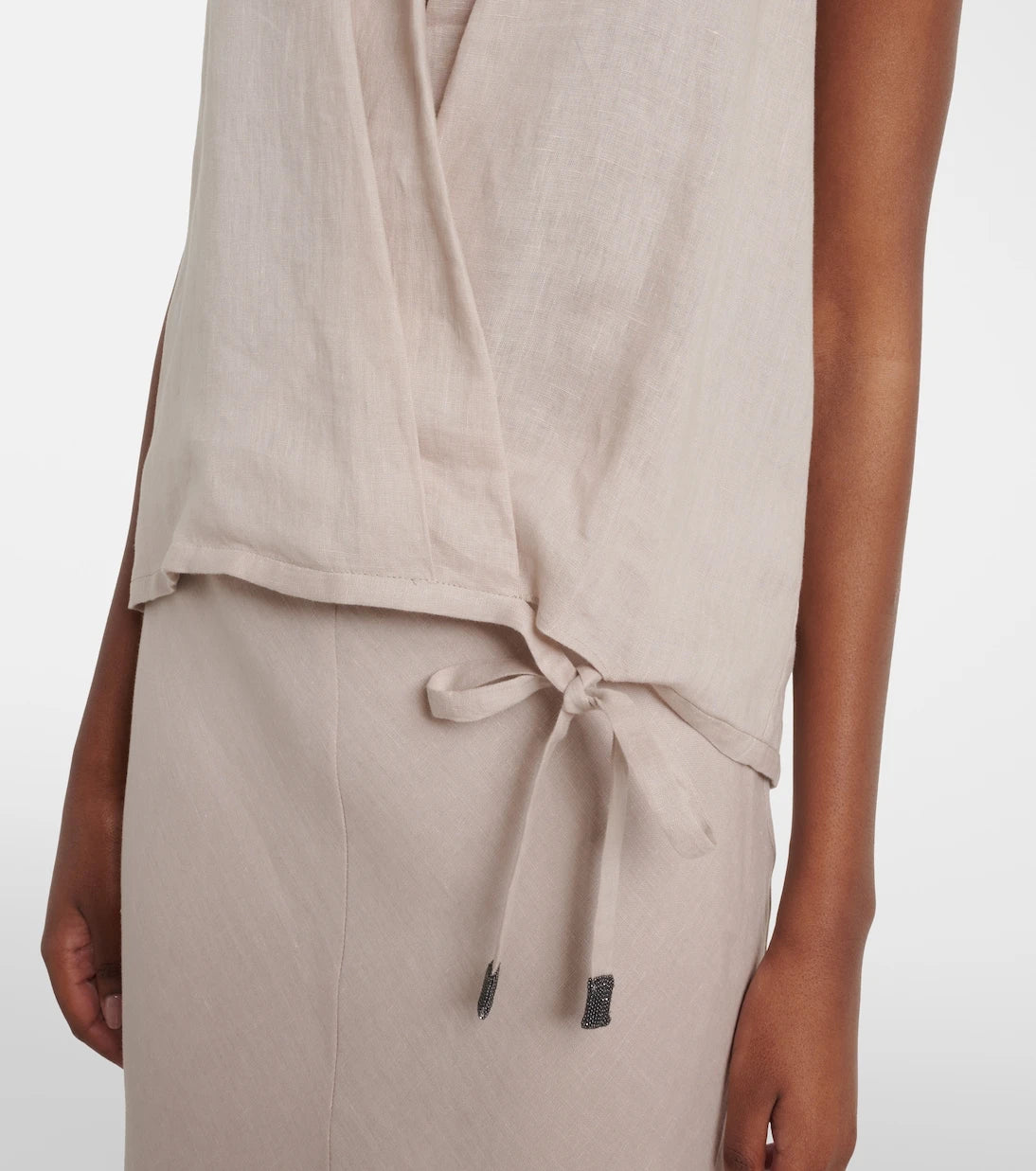 Brunello Cucinelli - Monili halterneck linen wrap top