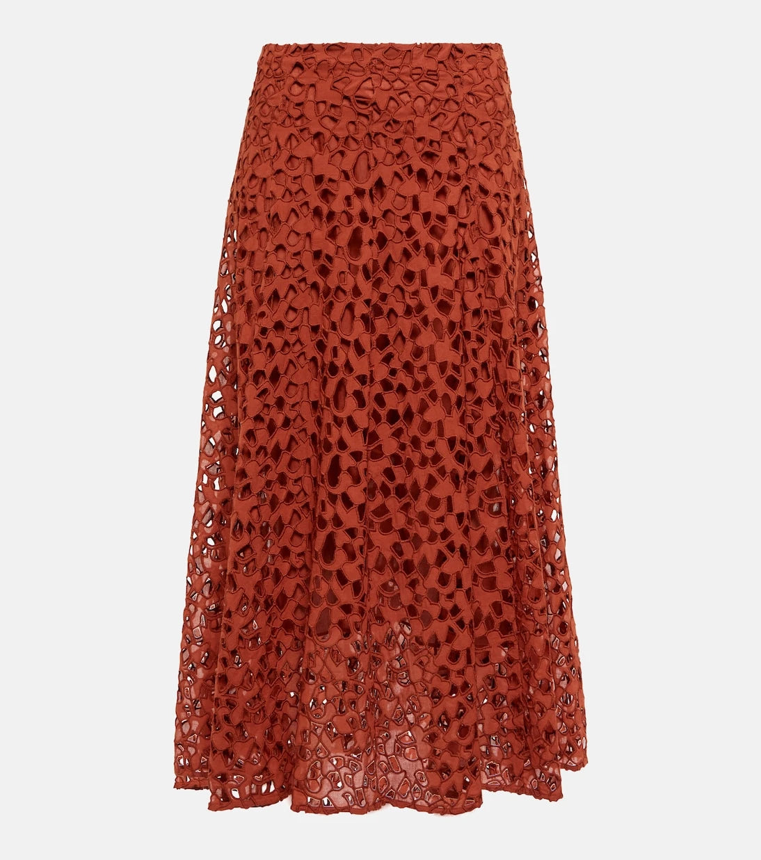 Vince - Broderie anglaise cotton midi skirt