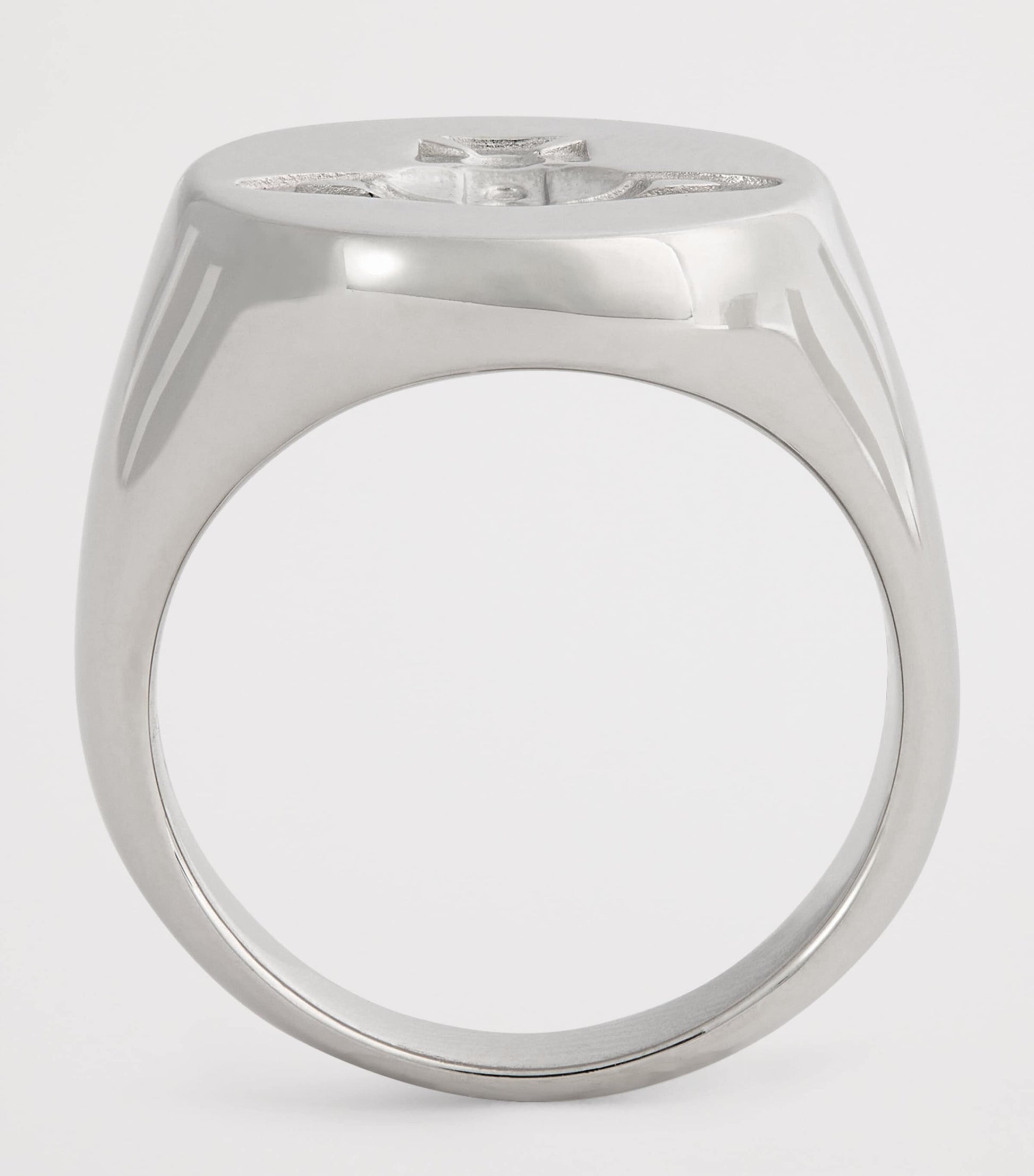 Rhodium-Plated Sterling Silver Orb Signet Ring