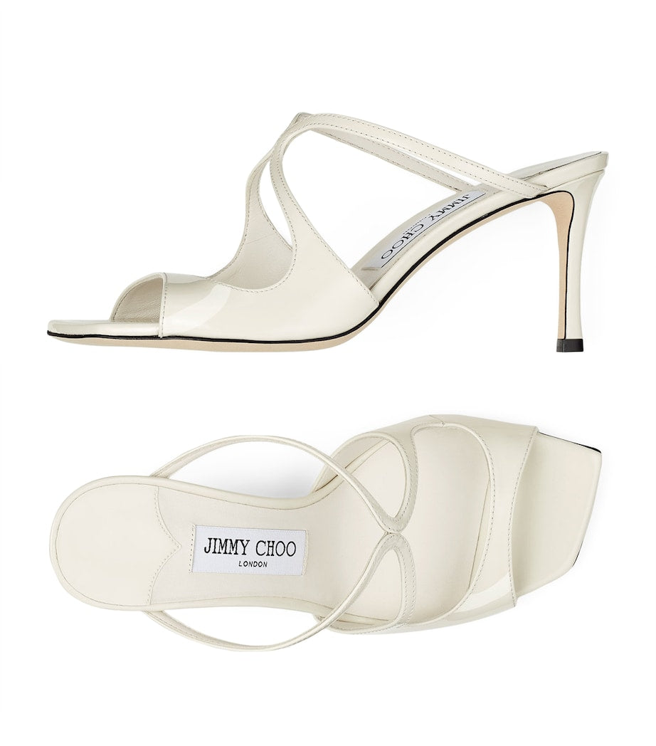 Jimmy Choo White Anise 75 Patent Leather Sandals