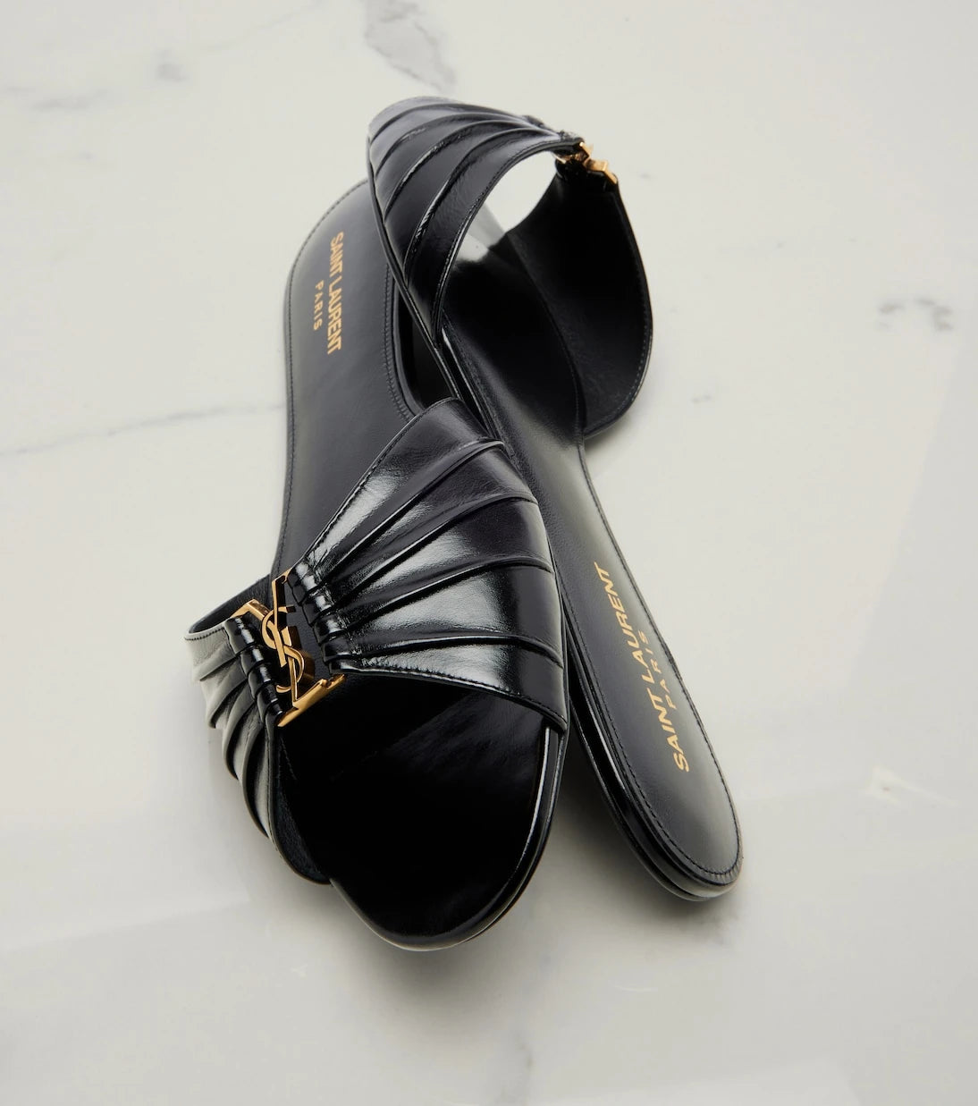 Saint Laurent - Cassandre leather slides