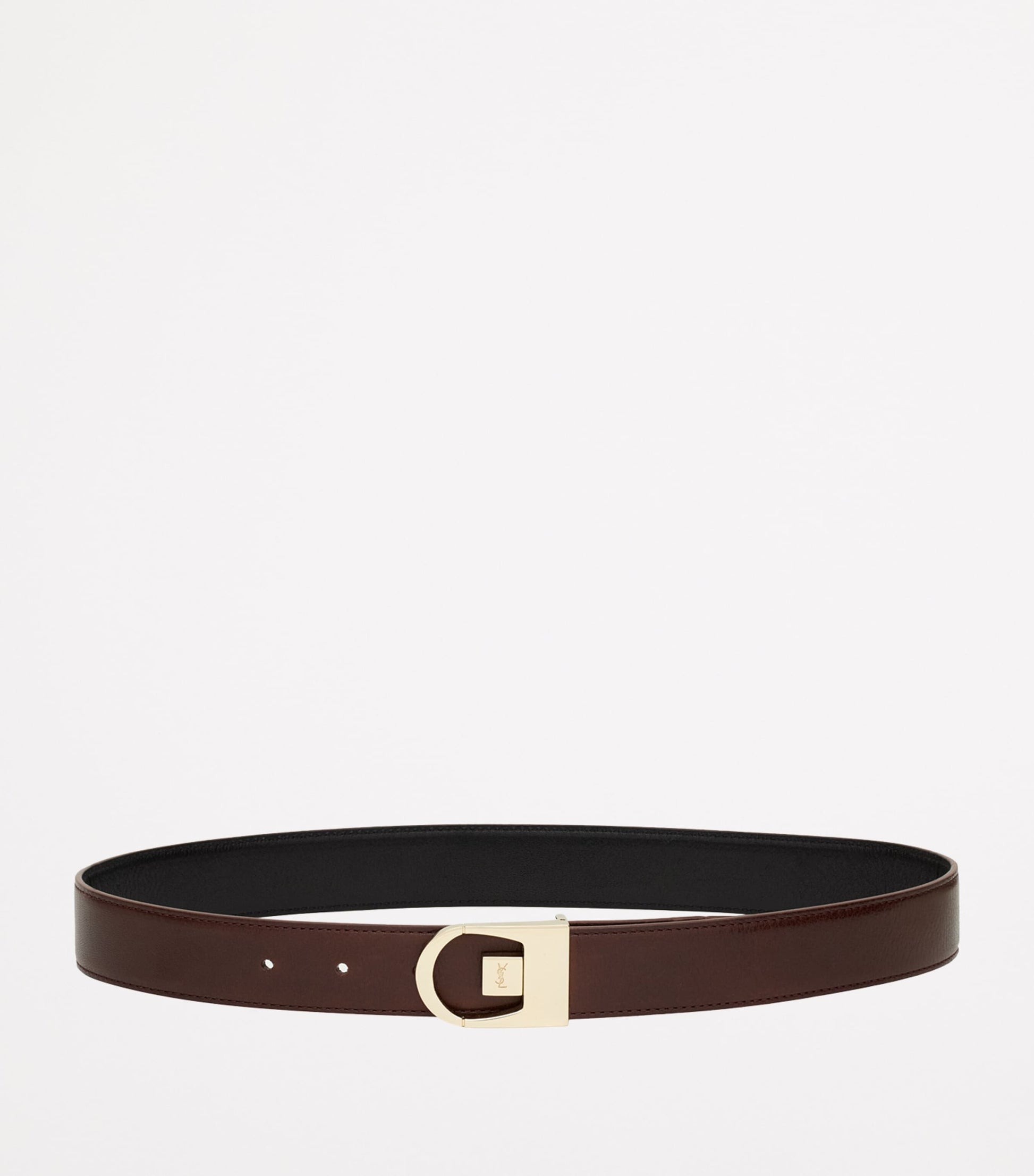 Saint Laurent Black Calfskin Reversible Belt