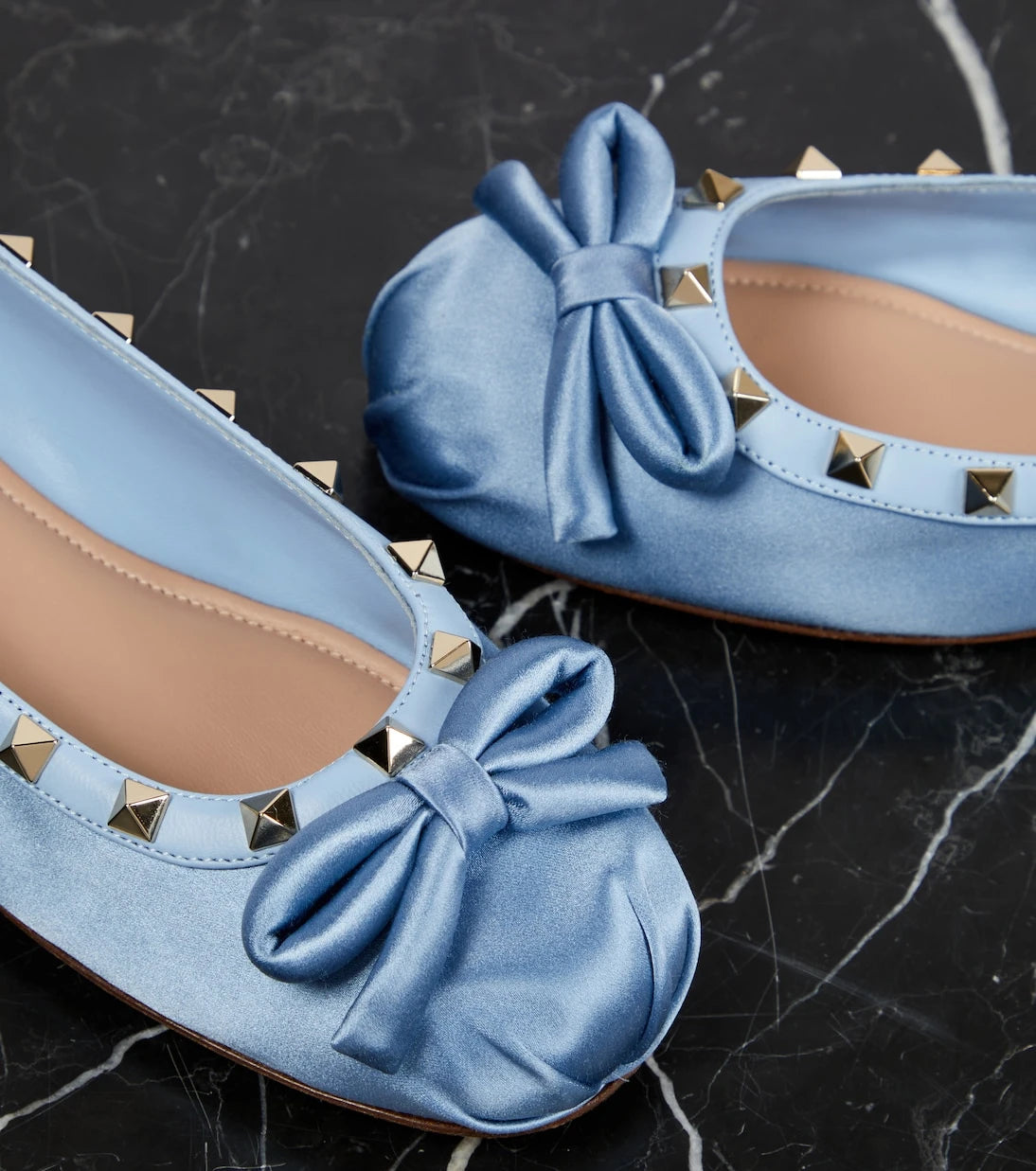 Valentino Garavani - Rockstud satin ballet flats