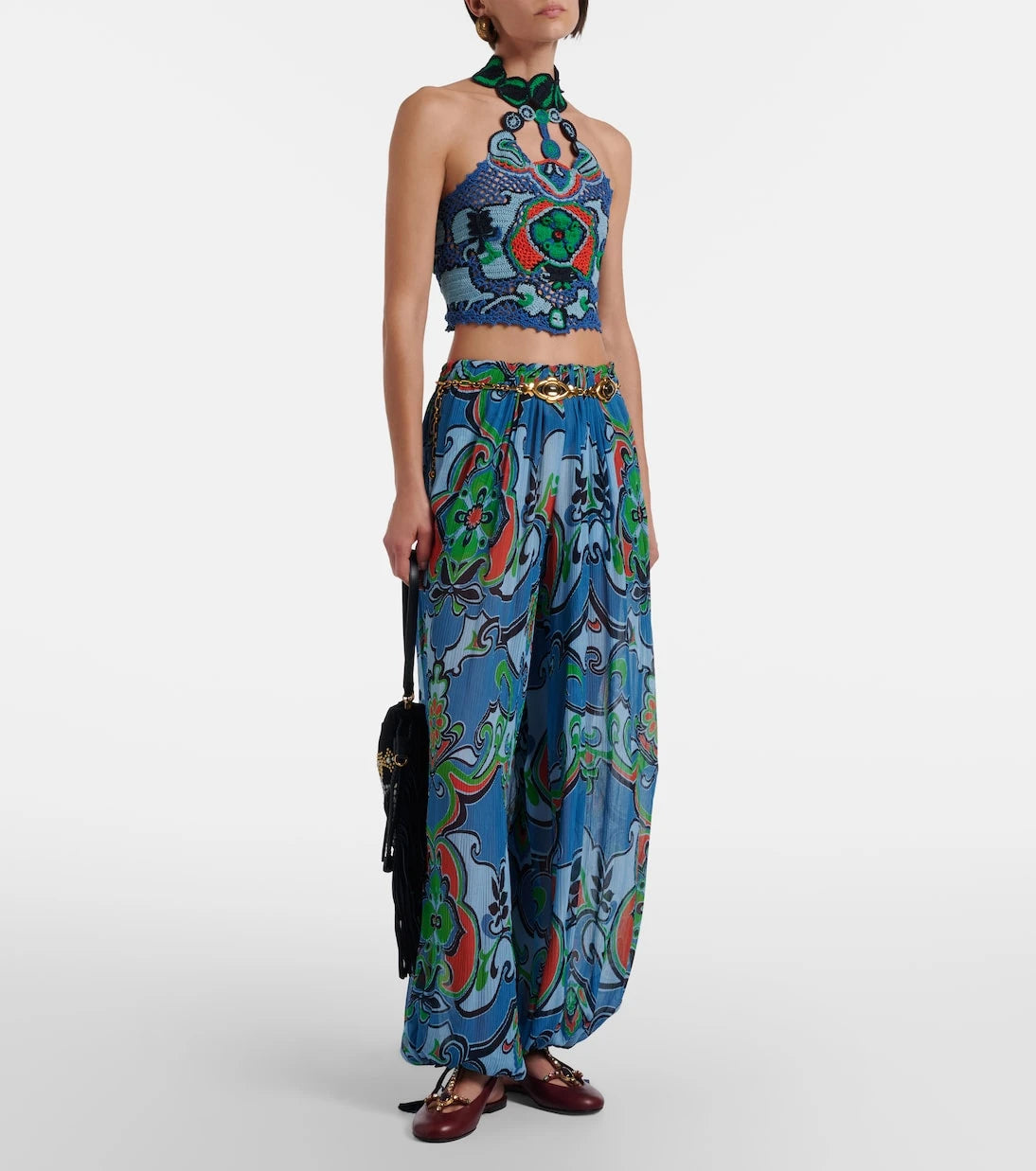 Etro - Embellished leather slingback flats