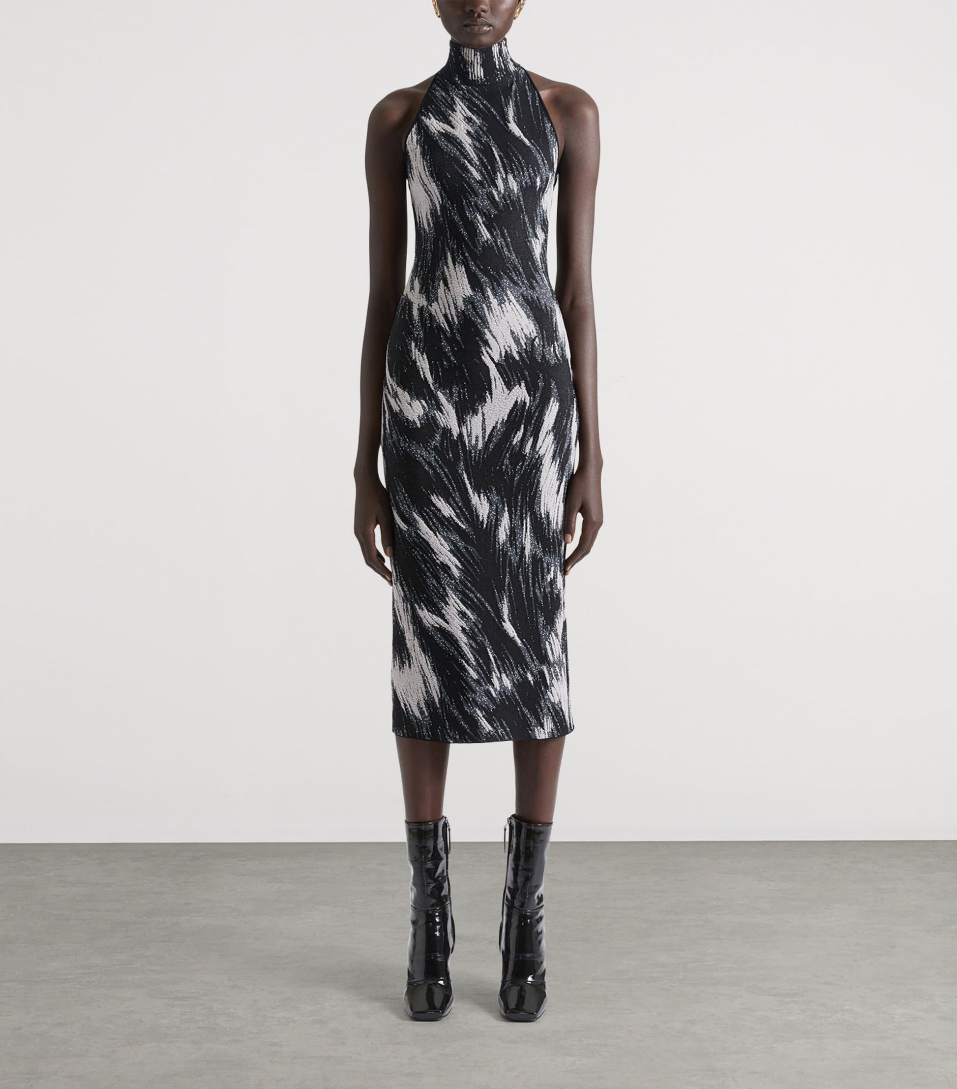 Givenchy Grey Knit Animal Midi Dress
