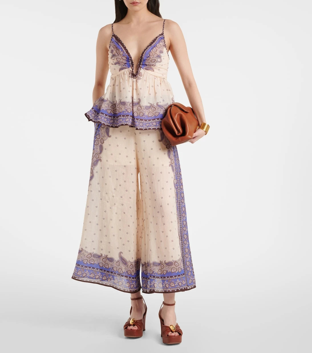 Zimmermann - Maxine Plunge peplum ramie top