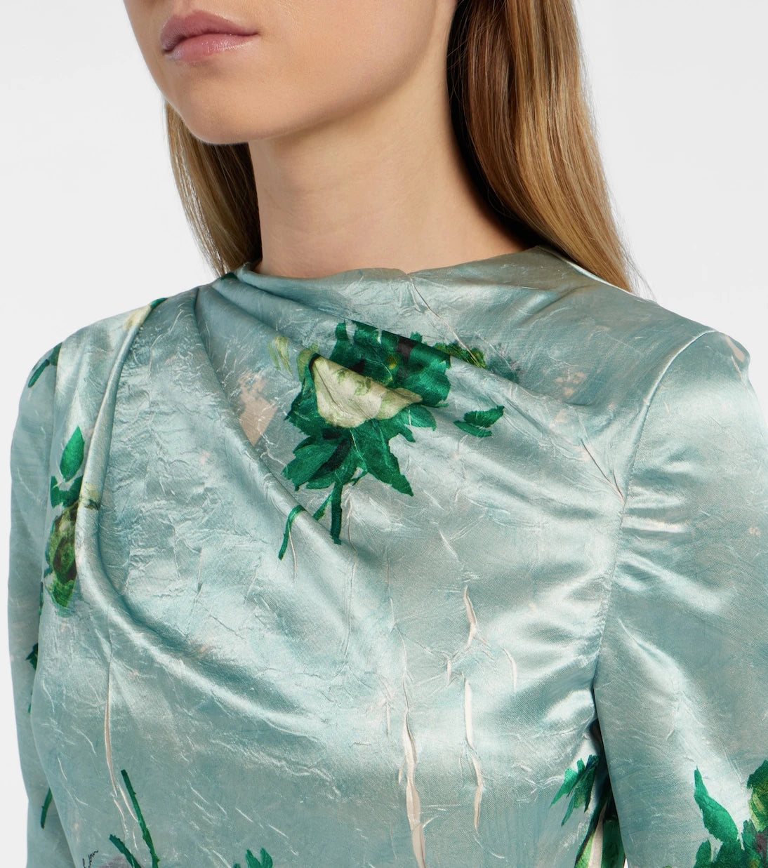 Erdem - Draped floral satin midi dress