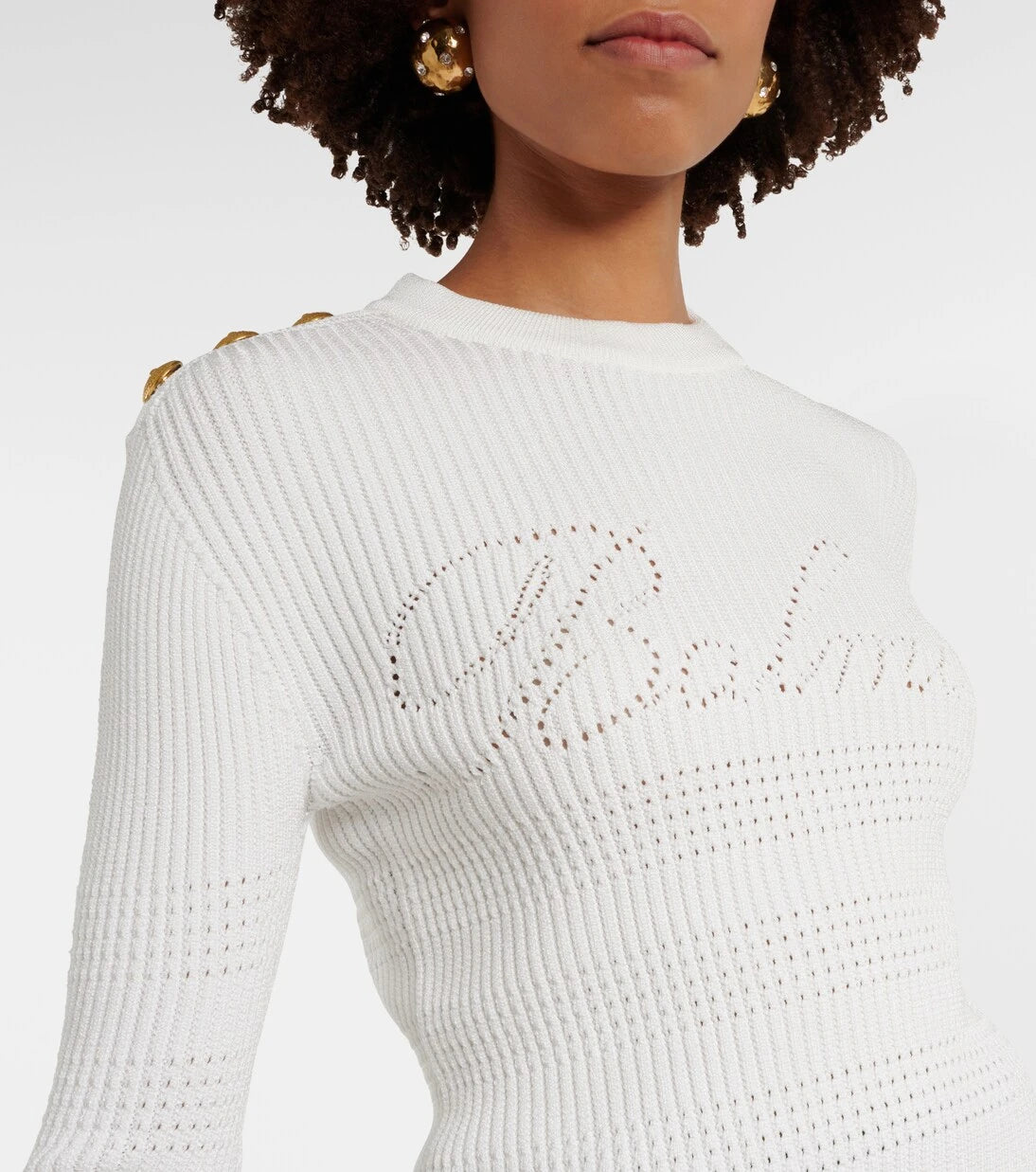 Balmain - Embellished knitted top