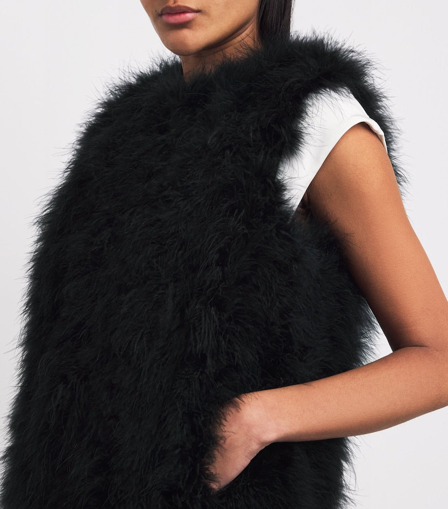 Yves Salomon Black Feather Gilet