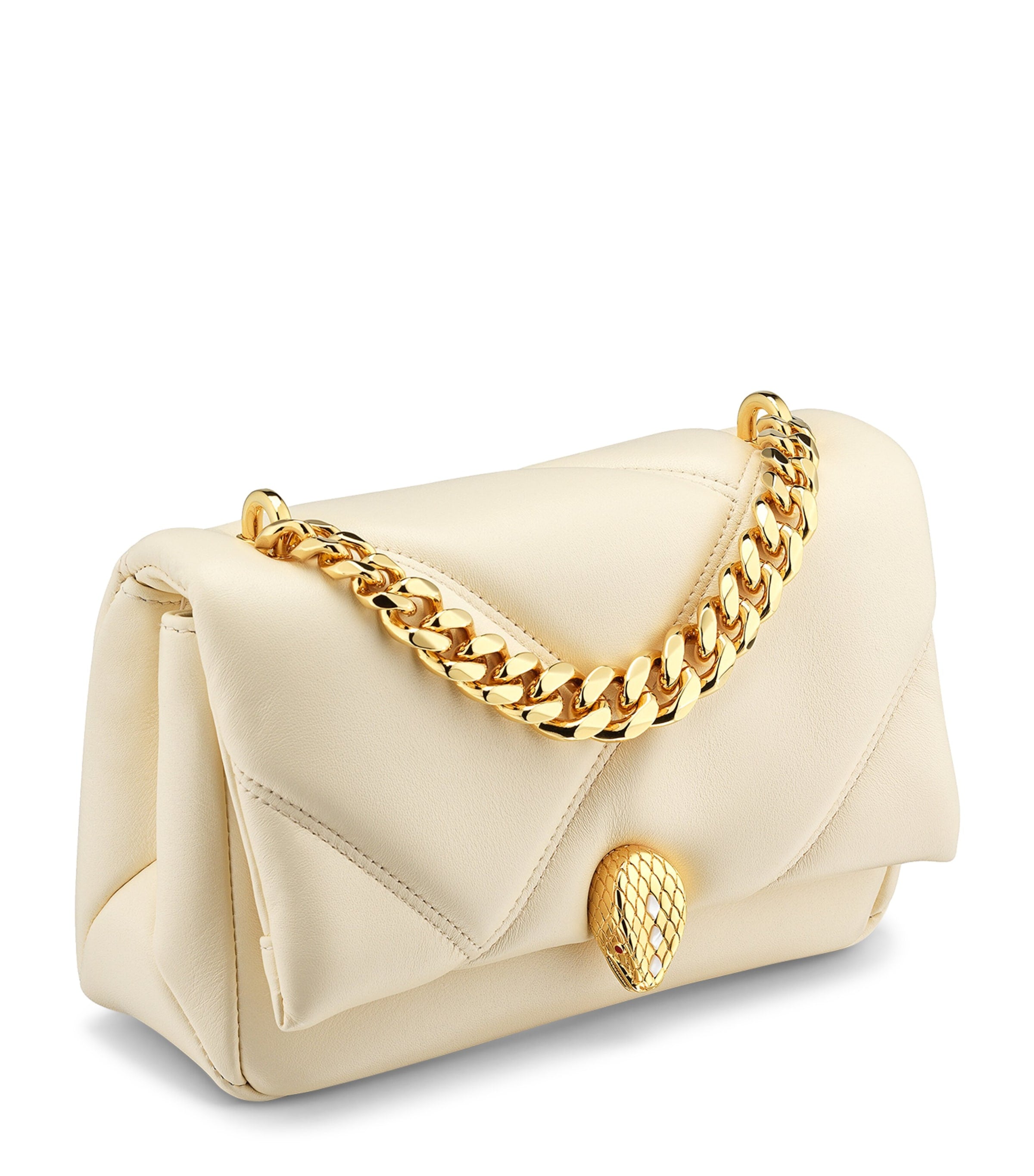 White Mini Serpenti Cabochon Cross-Body Bag