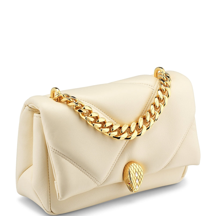 White Mini Serpenti Cabochon Cross-Body Bag