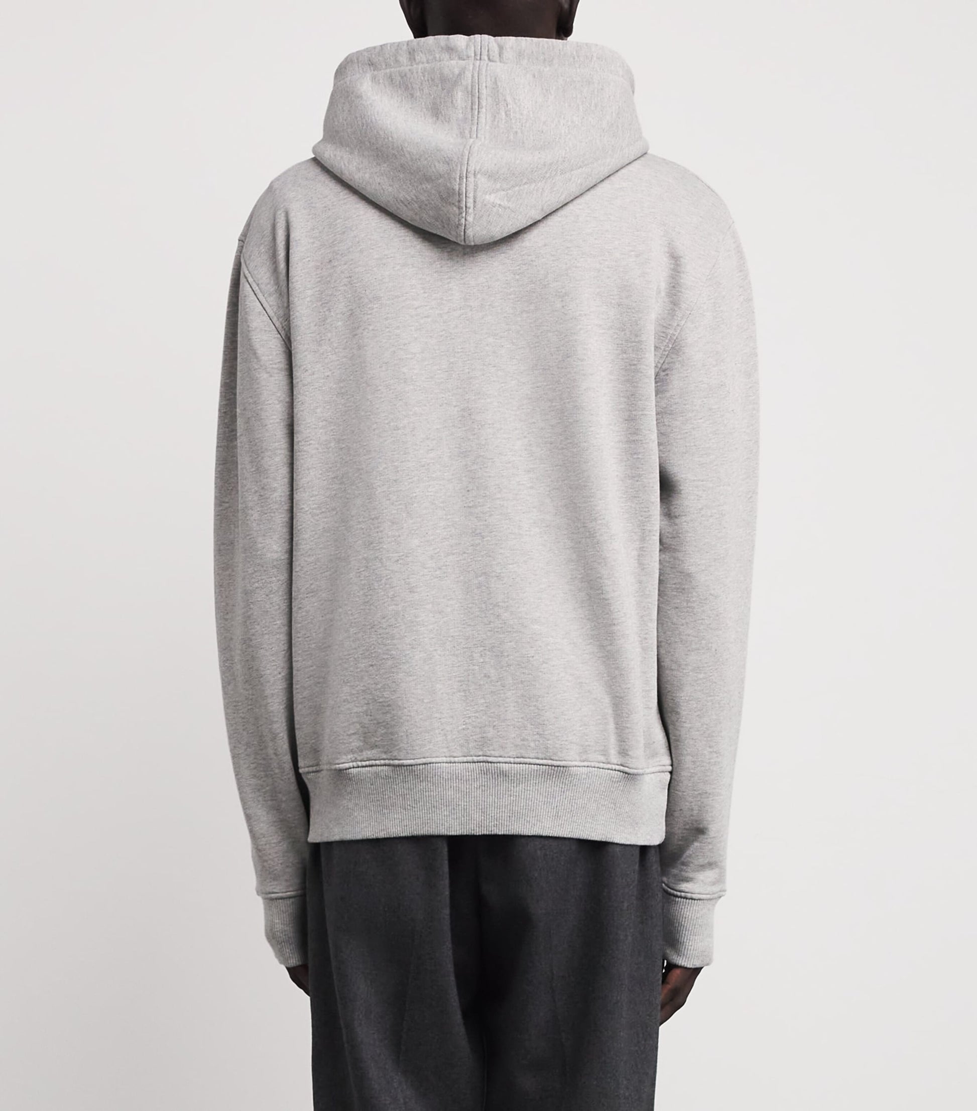 AMI Paris Grey Organic Cotton Ami de Coeur Zip-Up Hoodie