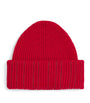 Red Wool-Silk Sparkling Ribbed Beanie
