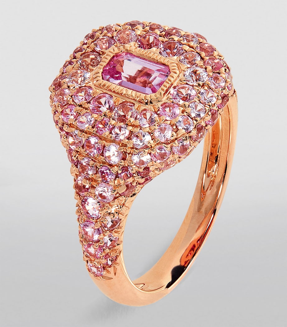 Rose Gold and Pink Sapphire New Modern Pinky Ring