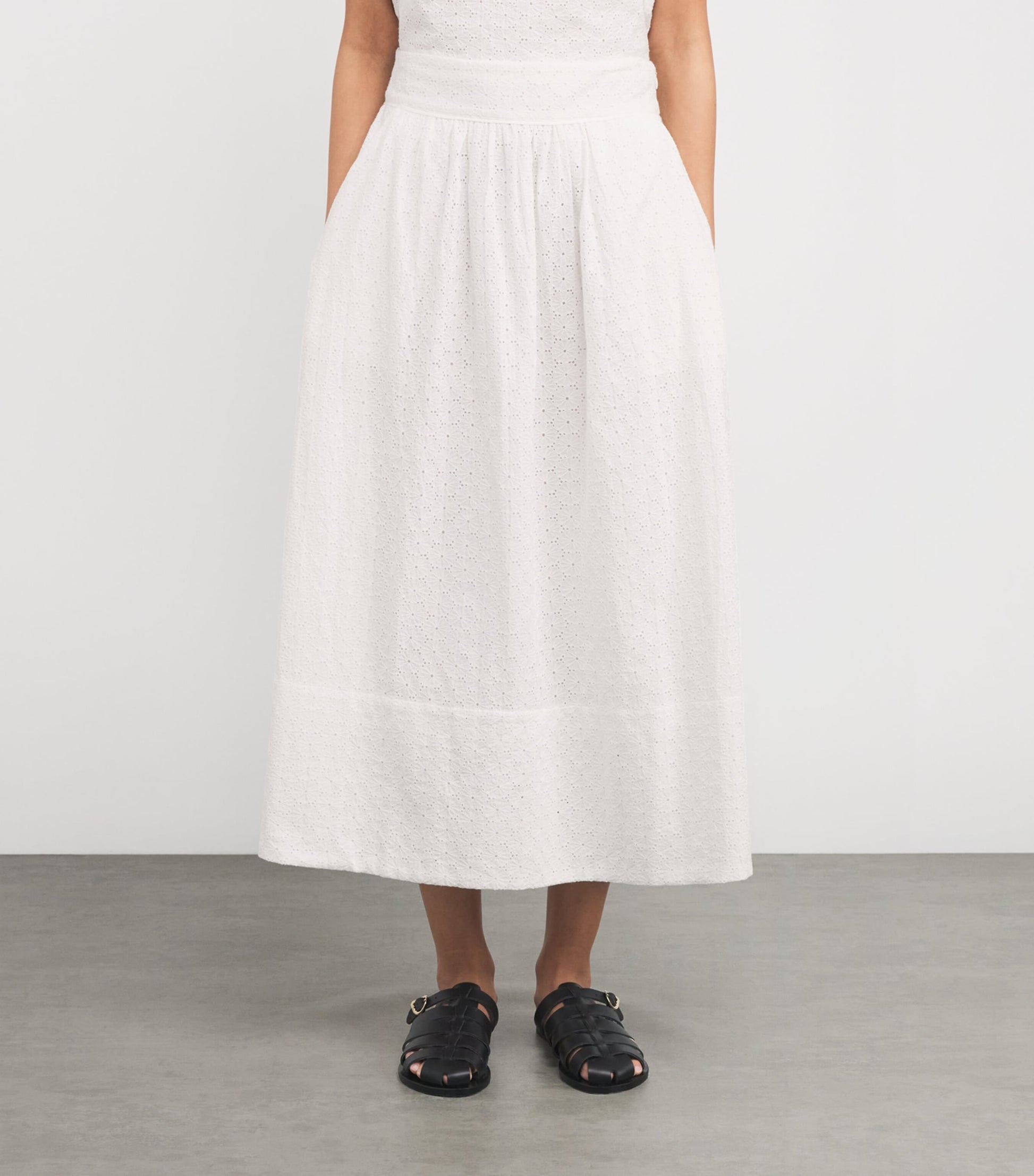 White Cotton Ojai Midi Skirt